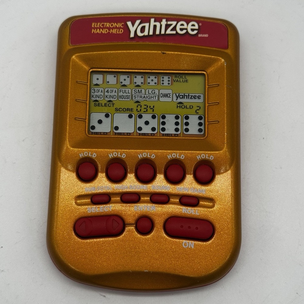 Vintage Yahtzee Gold Electronic Pocket Handheld Game Hasbro 2002 Works Tested